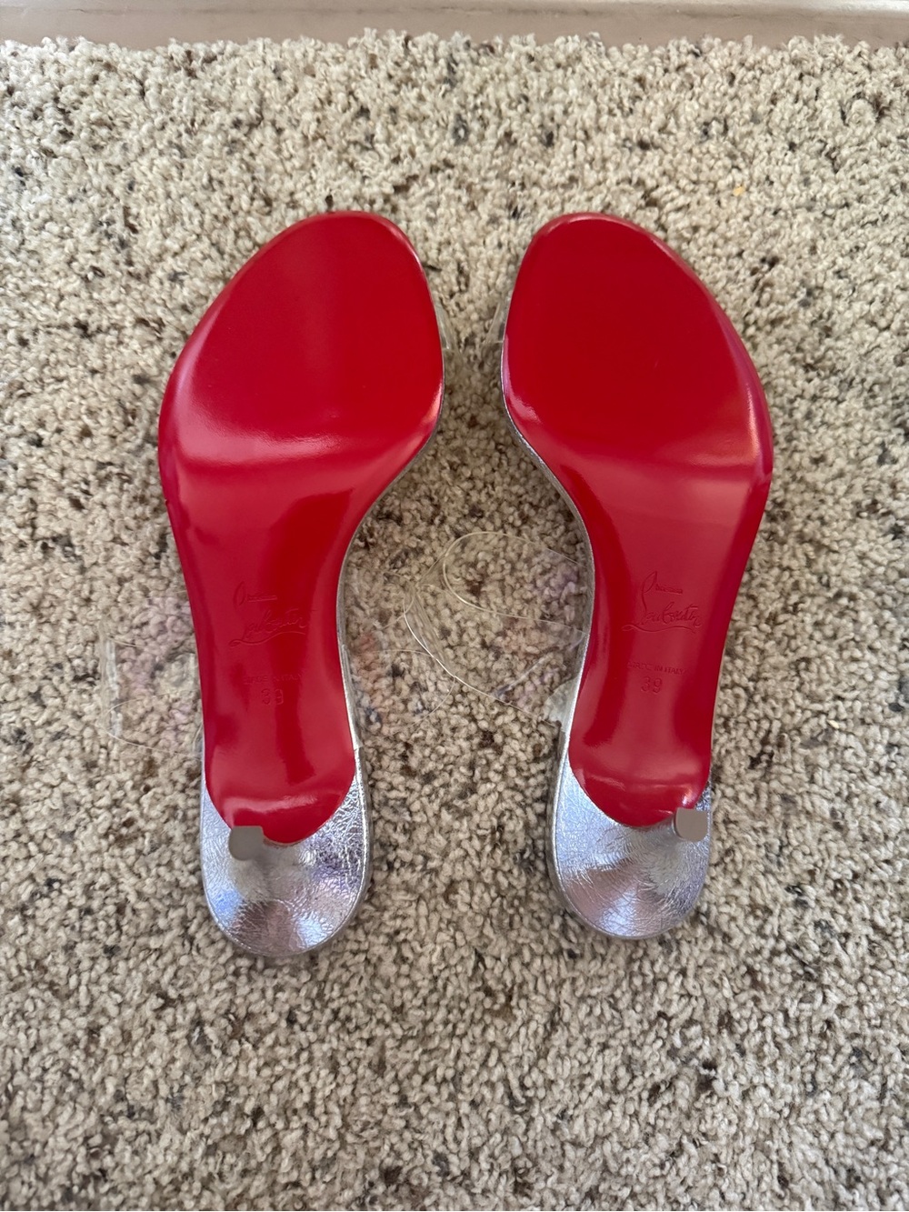 CHRISTIAN LOUBOUTIN Just Nothing Clear Slide Sandals NEW - Picture 9 of 11
